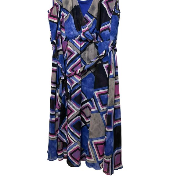Lane Bryant Ladies Purple Multi-Color Belted Knee Length Stylish Dress SZ 24/26 - Picture 4 of 9